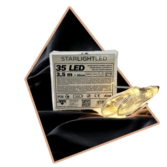 Melegfényű elemes LED (35 ledes)