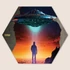 Kép 3/3 - Dimenziókártya | UFO távozása Hexagon Vászonkép [S-méret]